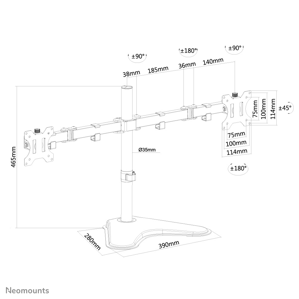 Neomounts FPMA-D550DDBLACK Supporto per monitor 10-32"